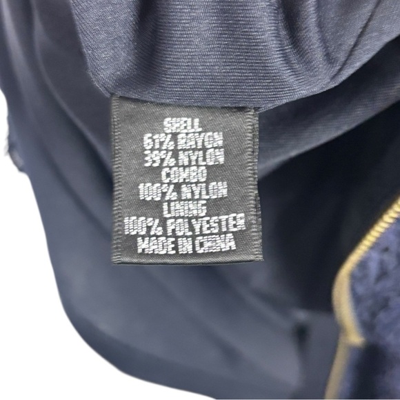 ADRIANNA PAPELL NAVY BLUE SCALLOPED LACE 3/4 SLEEVE SHEATH COCKTAIL DRESS - Picture 13 of 13